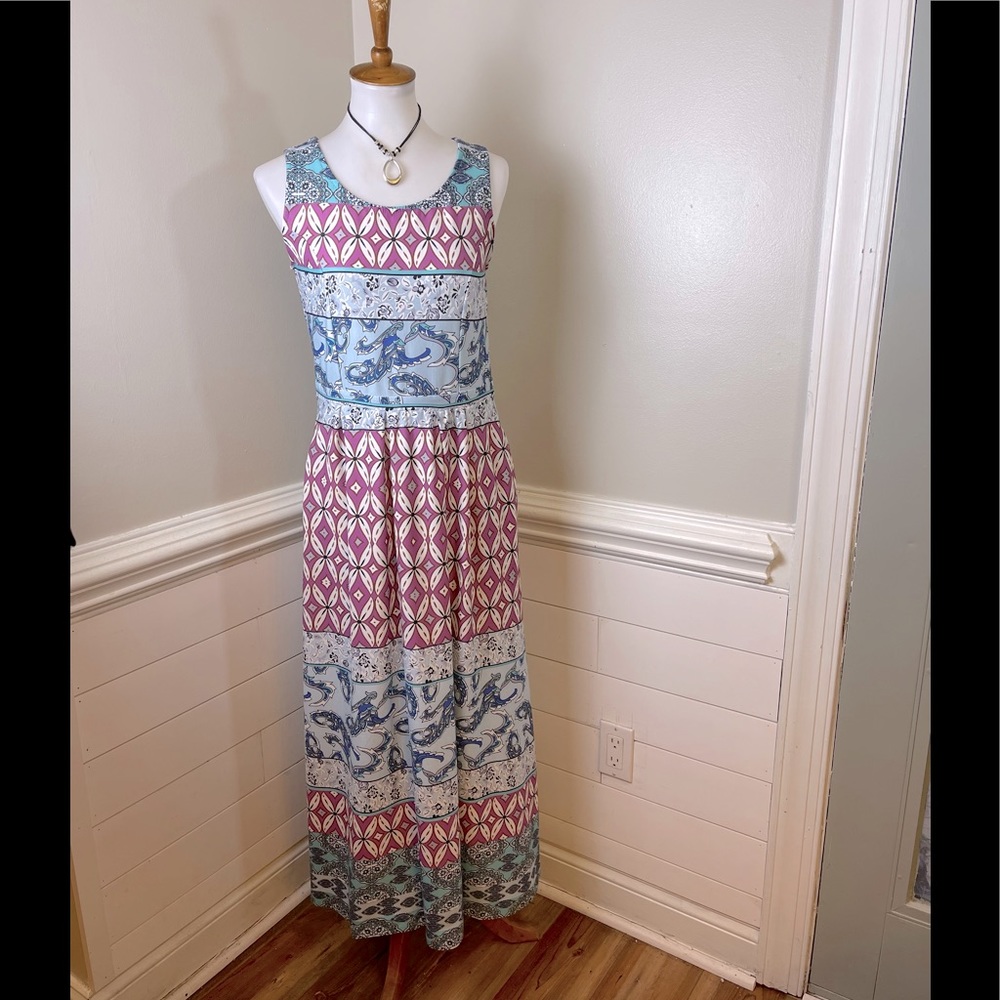 Reborn Multi Print Maxi Dress M FREE SHIP